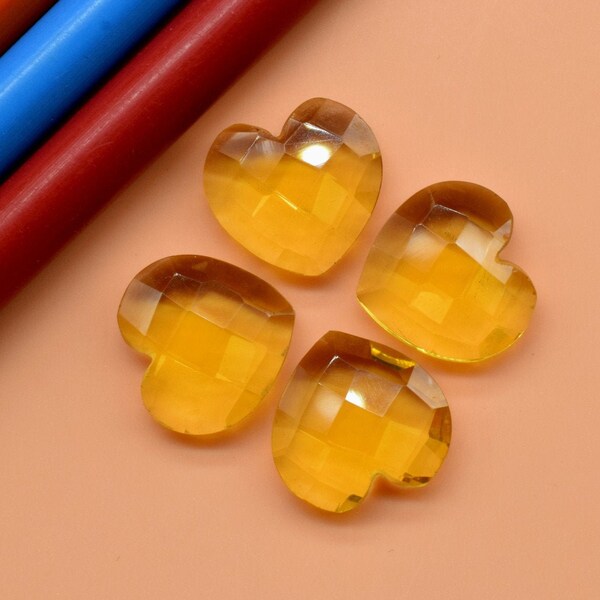 Natural Citrine Faceted 14mm Hearts Briolettes, Citrine Carved Hearts Briolettes (14mm Approx) Carved Heart Briolettes, Citrine Fancy Heart