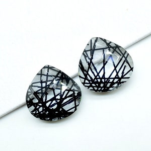 Black Rutile Faceted Heart Shape Briolettes,14mm Heart Shape Beads,Gemstone Briolettes,Black Rutile Faceted Beads,Rutile Heart Shape beads