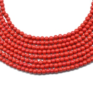 3mm Red Coral Smooth Round Beads,Red coral Beads Strand,Jewelry making beads,gemstone beads strand,red beads strand,red stone beads strand