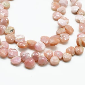 Pink opal heart Shape Briolettes,8mm pink opal heart shape strand,pink opal faceted Briolette,AAA Quality heart shape,Natural Pink Opal bead