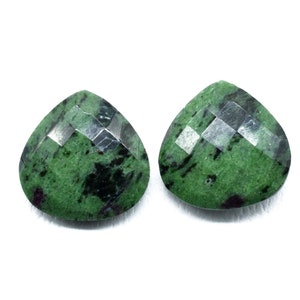 Natural Ruby Zoisite Faceted Heart Shape Beads,Wholesale Ruby Zoisite Gemstone Beads, Ruby Gemstone Beads,20mm Heart Shape Briolettes Beads