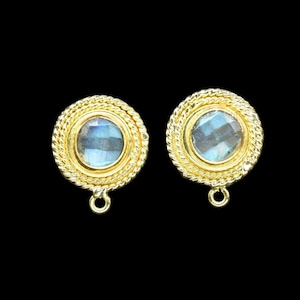 Labradorite Gemstone Earring/Labradorite Round Earring/Designer Bezel Earring/Gold Plated Jewelry/Handmade Jewelry/Earring Connector/Gift