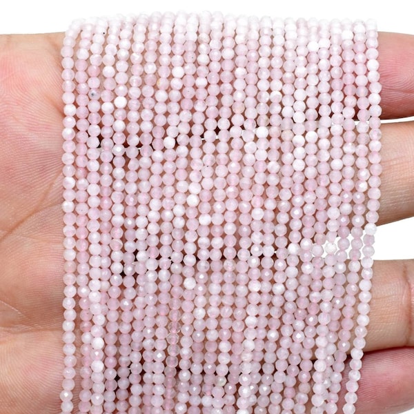 Natural Rose Quartz beads,AAA Grade beads,2-2.5mm faceted beads,Tiny Rose Quartz Beads,Pink Gemstones beads, Small Spacer Beads,Pink Beads