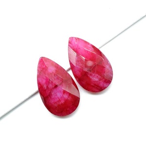 Natural Ruby Faceted Pear Shape briolettes,12x20mm Ruby Pear Beads,Ruby Teardrop Beads,Ruby briolettes,Precious Gemstone Beads,Gift