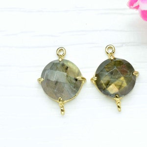 Labradorite 12mm Round Shape Connector,Labradorite Earring Connector Jewelry,Labradorite Gemstone Finding Double Loop Connector Jewelry,Gift