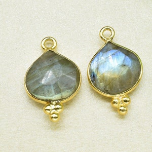 Labradorite Gemstone Heart Shape 10mm Pendant,Labradorite Checker Cut bezel Pendant Jewelry,Labradorite Faceted Bezel Link Connector,Gift