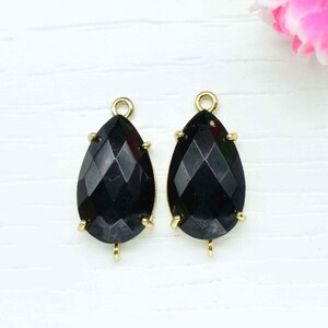 Black Onyx Connector,Black Onyx jewelry,Black Onyx Teardrop Bezel,double bail connector,Handmade Gemstone Bezel,Prong Set Bezel Pendant,Gift