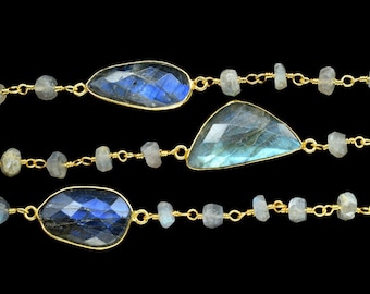 Labradorite Faceted Bezel Connector,Labradorite Bezel Chain,Free Size Gemstone Connector,Jewelry making chain,Labradorite Bezel Jewelry
