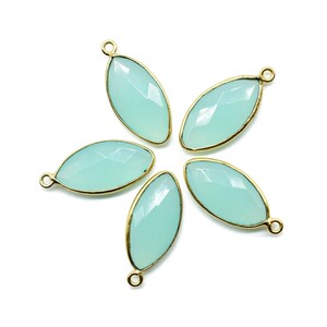 Aqua chalcedony 10x20mm Marquise shape charm,Brass Gold Plated bezel,Aqua chalcedony Pendants,Aqua chalcedony handmade charm,Aqua chalcedony