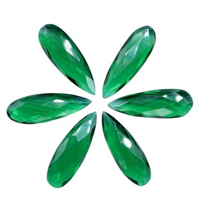 Matched Pairs,Emerald Green Hydro Quartz Faceted 10X30mm Pear Shape Briolettes,Emerald Faceted Teardrop Gemstone,Emerald Teardrop Briolettes