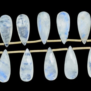 Briolettes facetados de piedra lunar arcoíris, cuentas de lágrima de piedra preciosa, tira de piedra lunar de 5 pulgadas, suministros para hacer joyas, joyas de lágrima de piedra lunar, regalo