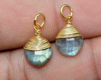 Labradorite Square Faceted Connector,Gemstone Wire Wrapped Pendant,Loop Connector,Pendant Jewelry,Wire Wrapped Necklace,Labradorite jewelry