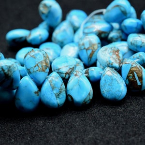 Sky Blue Copper Turquoise 9x13mm Smooth Pear Shape Briolettes,Smooth Pear Shape Beads,Calibrated Gemstones beads,Turquoise Briolette beads