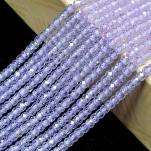 Tanzanite   3mm Faceted Rondelle Beads,Cubic Zircon Beads Strand,Bead Necklace,Faceted Micro CZ Beads 13 Inches Strand Handmade Craft