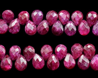 Ruby Faceted Pear Shape Beads Strand,6x8mm Teardrop Ruby Faceted Beads,7''ruby teardrop Strand, Ruby Faceted Briolette,Natural Ruby Beads