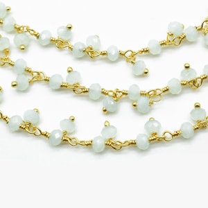 Aqua Chalcedon Cluster Rosenkranz Kette, Perlenkette, Perlen 3mm Rondelle facettiert, Cluster Rosenkranz Ketten, Rosenkranz Kette