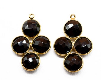 Black Onyx jewelry component,Black Onyx Attached Bezel,Black Onyx connector,Black Onyx Necklace Pendant,Gemstone component, Jewelry Making