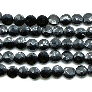 Black Onyx Faceted Coin Discs Beads,high quality Black Onyx faceted coin bead  13 inch strand,Black onyx faceted beads,handmade coin beads