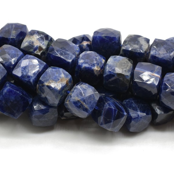 Sodalite Faceted 8mm to 9mm Cube Beads,Natural Sodalite Bead,Faceted Laser Diamond Cut 8" Strand,Sodalite  Rectangle beads Sodalite  Nuggets