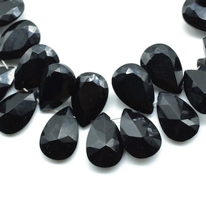 Black Onyx 8x12mm pear shape faceted Briolettes,Black Onyx 8x12mm Teardrop Beads,Black Gemstone Briolettes,Black Onyx jewelry bead,Onyx bead