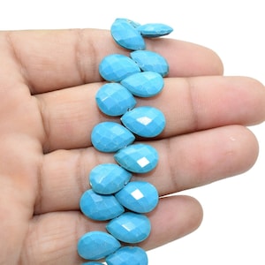 Blue Turquoise Teardrop 9x13mm Briolettes,Turquoise side drilled Briolette,Turquoise Handmade Briolette,Turquoise Teardop briolettes,jewel