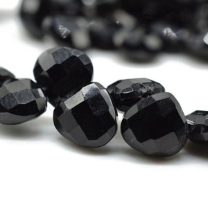 Black Onyx Heart shape 6mm Briolettes,Jewelry making supplies,craft supplies,Black Onyx faceted tiny briolette,beads strand,Black Onyx beads