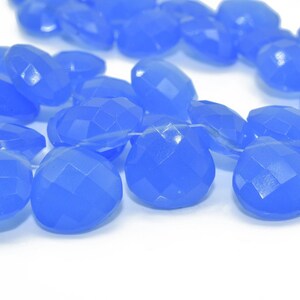 Blue Chalcedony 14mm Heart Shape Briolettes,Side drilled Briolette,Jewelry making supplies,craft supplies,Blue Chalcedony Briolette,Gemstone