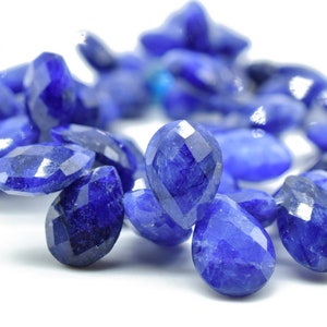 Blue Sapphire Teardrop 7x10mm Briolettes,Sapphire drilled Briolette,Super Finest Quality briolette,Natural Sapphire briolettes,Sapphire bead