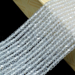 Crystal Zircon 3mm Faceted Rondelle Beads,White Zircon Rondelle beads,White Zircon Faceted Beads,White Color Zircon Beads,White Zircon Beads