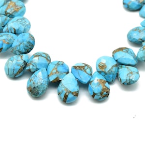 Copper Turquoise Teardrop 7x10mm Briolettes,Turquoise side drilled Briolette,Turquoise Handmade Briolette,Turquoise Teardop briolettes,jewel