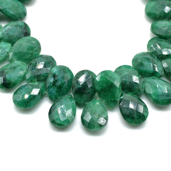 Emerald 9x13mm Briolettes,Natural Emerald Beads,Faceted Emerald Beads,Emerald Faceted Pear Briolettes,Emerald Jewelry making beads,Supplies