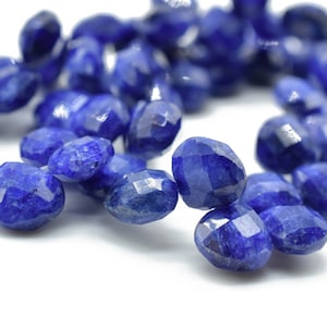 Blue Sapphire Heart shape 6mm Briolettes,Jewelry making supplies,craft supplies,Super Rare Blue Sapphire Faceted Heart Shape beads Briolette