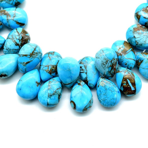 Sky Blue Copper Turquoise 7x10mm Smooth Pear Shape Briolettes,Smooth Pear Shape Beads,Calibrated Gemstones beads,Turquoise Briolette beads