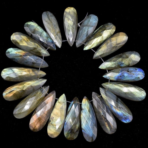 Briolettes en labradorite longue goutte 10x30 mm,Briolettes en labradorite,Briolettes en forme de larme,fournitures pour bijoux,Gouttes en labradorite,Bijoux en labradorite