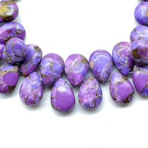 Purple Copper Turquoise 9x13mm Smooth Pear Shape Briolettes,Smooth Pear Shape Beads,Calibrated Gemstones beads,Turquoise Briolette beads