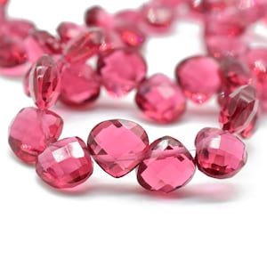 Pink Tourmaline Heart shape 6mm Briolettes,Pink Tourmaline drilled Briolette,Birthstone briolettes,Pink Tourmaline Quartz briolettes,jewelry
