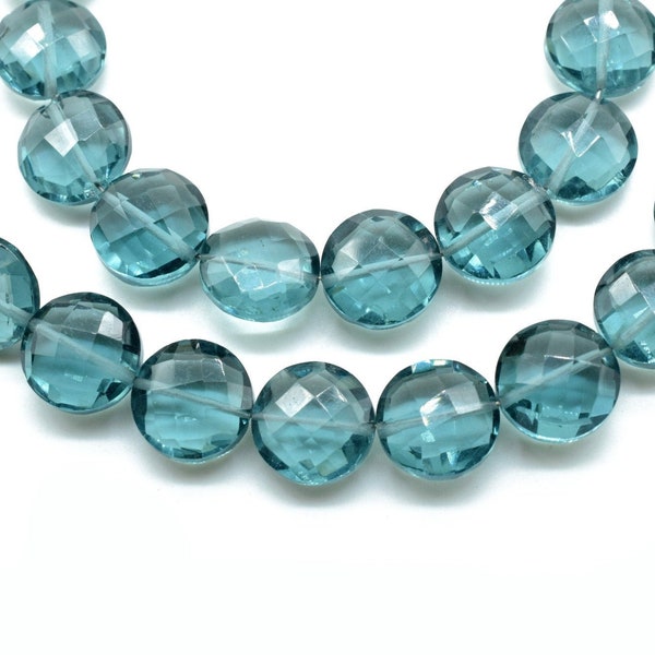 Aquamarine 10mm Faceted Coin Shape Briolette Beads. Faceted Aquamarine Gemstone Jewelry,Round  Aquamarine,Aquamarine Faceted Briolette Beads