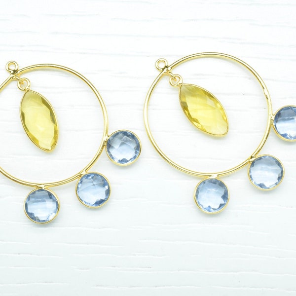 Tanzanite Dangle Component Earring,Finding Round Earring,chandelier Earring,Citrine Earring,Gemstone Dangle Component,Connector jewelry Gift