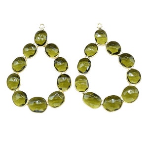 Green Tourmaline Component Jewelry,Tourmaline Finding Single Bail Connectors,Tourmaline Dangle Earrings,Green Tourmaline Earring Connector