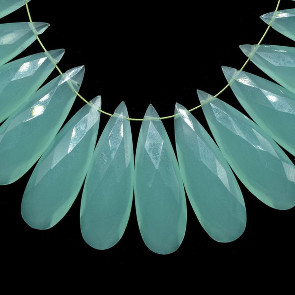 Aqua Chalcedony Long drop 10x30mm Briolettes,Aqua Chalcedony Briolette,Tear Drop Briolette,jewelry supplies,Aqua Chalcedony drops,Chalcedony