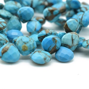 Copper Turquoise Heart shape 6mm Briolettes,Jewelry making supplies,craft supplies,Turquoise faceted briolettes beads strands,Turquoise bead