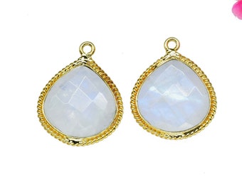 Natural Rainbow Moonstone Single loop connector,Moonstone Charms gold Plated Connectors Jewelry,Moonstone 14mm Heart shape Pendant Jewelry