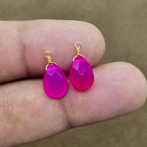 Ciondolo a goccia in calcedonio rosa sfaccettato – Ciondolo avvolto in filo d&#39;oro / Cristallo per la creazione di gioielli fai da te / Connettore per collana / Ciondolo fatto a mano / wwt