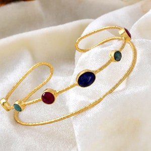 Multi Gemstone Bangle/Handmade Bangle/Hoop Bangle/Matte Bangle/Vermeil Emerald Bangle/Gold Plated Bangle/Ruby Bangle/Blue Sapphire Bangle
