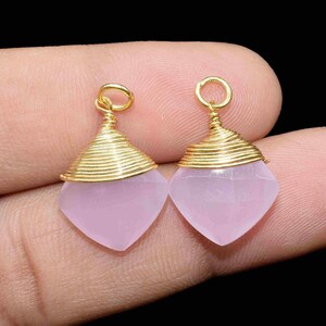 Pink Chalcedony Square Faceted Connector,Gemstone Wire Wrapped Pendant,Loop Connector,Pendant Jewelry,Wire Wrapped Necklace,pink Quartz gift