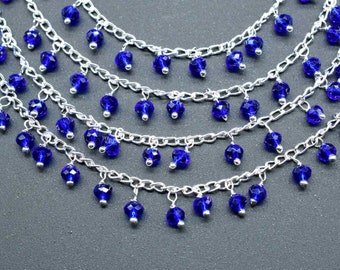 Blauer Saphir Quarz Cluster Rosenkranz Kette, facettierte Saphir Rosenkranz Kette, Rosenkranz Kette, einzigartiger Rosenkranz, Draht Wrapped Beads Rosenkranz, Rosenkranz
