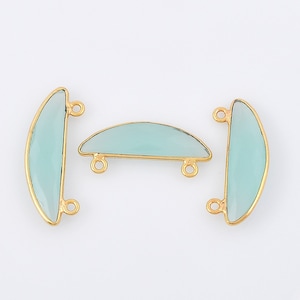 Aqua chalcedony 6x12mm Half Moon shape pendant,Aqua Chalcedony Gold Plated bezel,Aqua chalcedony Bezel,Gold Vermeil Bezel,Gold-Filled bezel