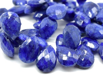 Blue Sapphire 9x13 Briolettes,Natural Sapphire Beads,Faceted Sapphire Beads,Sapphire Faceted Pear Briolettes,Jewelry making beads,Supplies