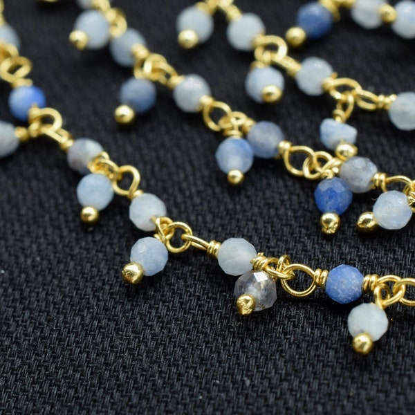 Blue Opal  Cluster Rosary Chain,Gemstone Chain,Wire Wrapped Necklace Chain,Blue Opal Dangling Faceted Chain,Handmade Station Link Jewelry