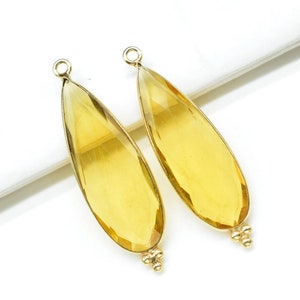 Citrine Quartz 10x30mm Bezel charms,Citrine Pendants,Jewelry making Connectors,Yellow Gemstone Bezel Connectors,Designer Bezel charms,Gifts